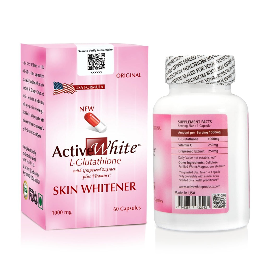 Active White High Antioxidant L Glutathione Skin Whitening Capsules - Zoukay